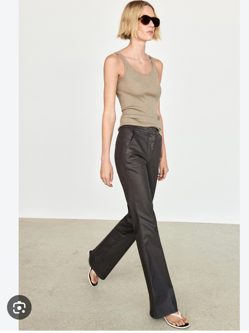 Massimo Dutti NWT waxed flare trousers black 5015/515